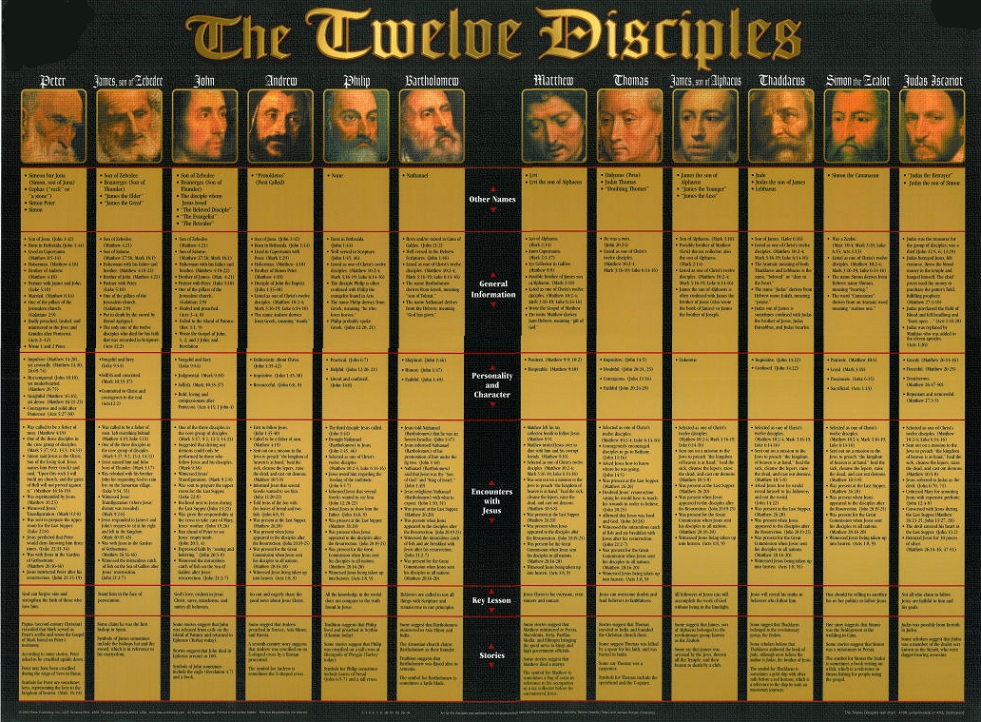 Twelve Disciples (laminated chart)
