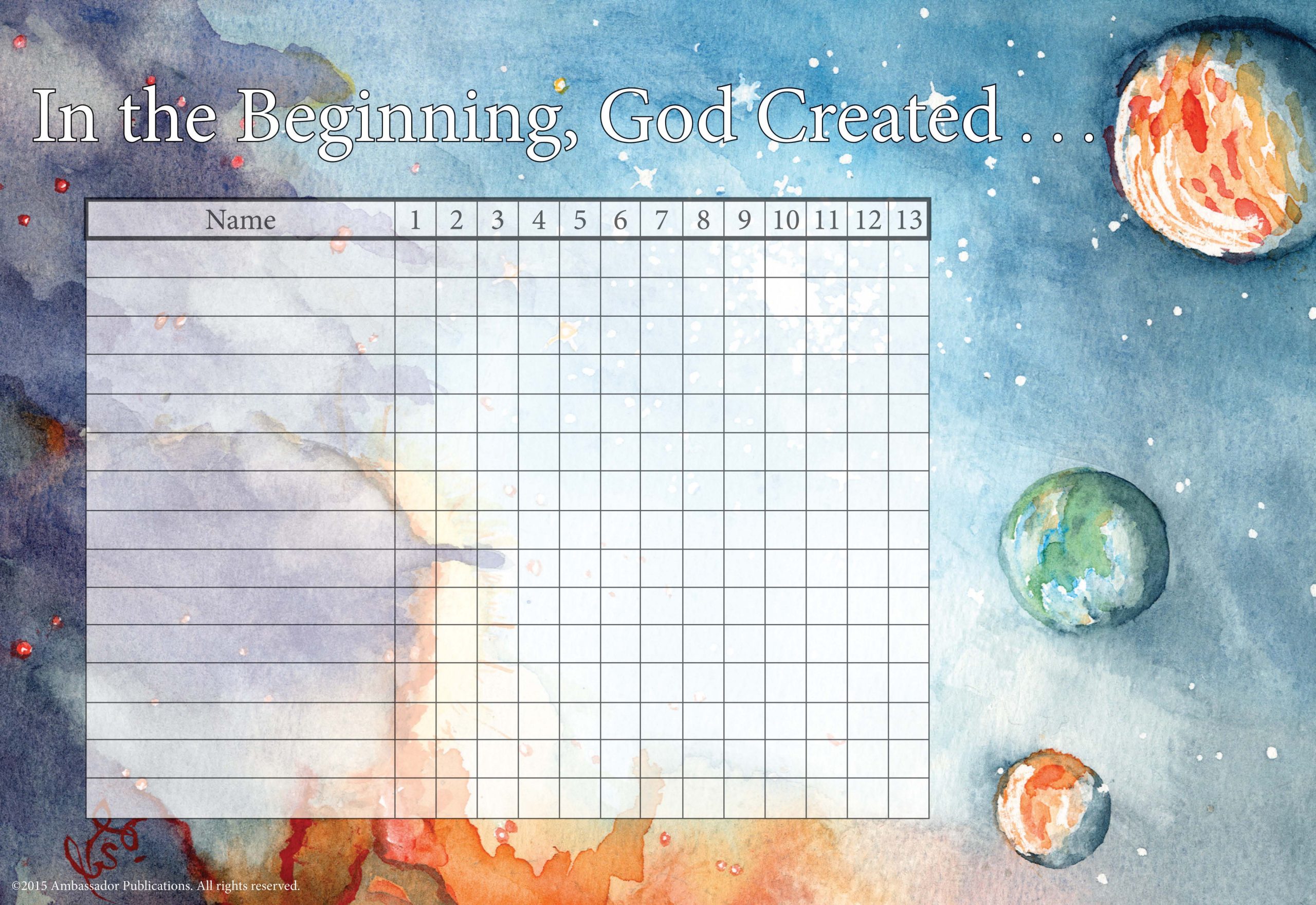 In the Beginning... attendance chart