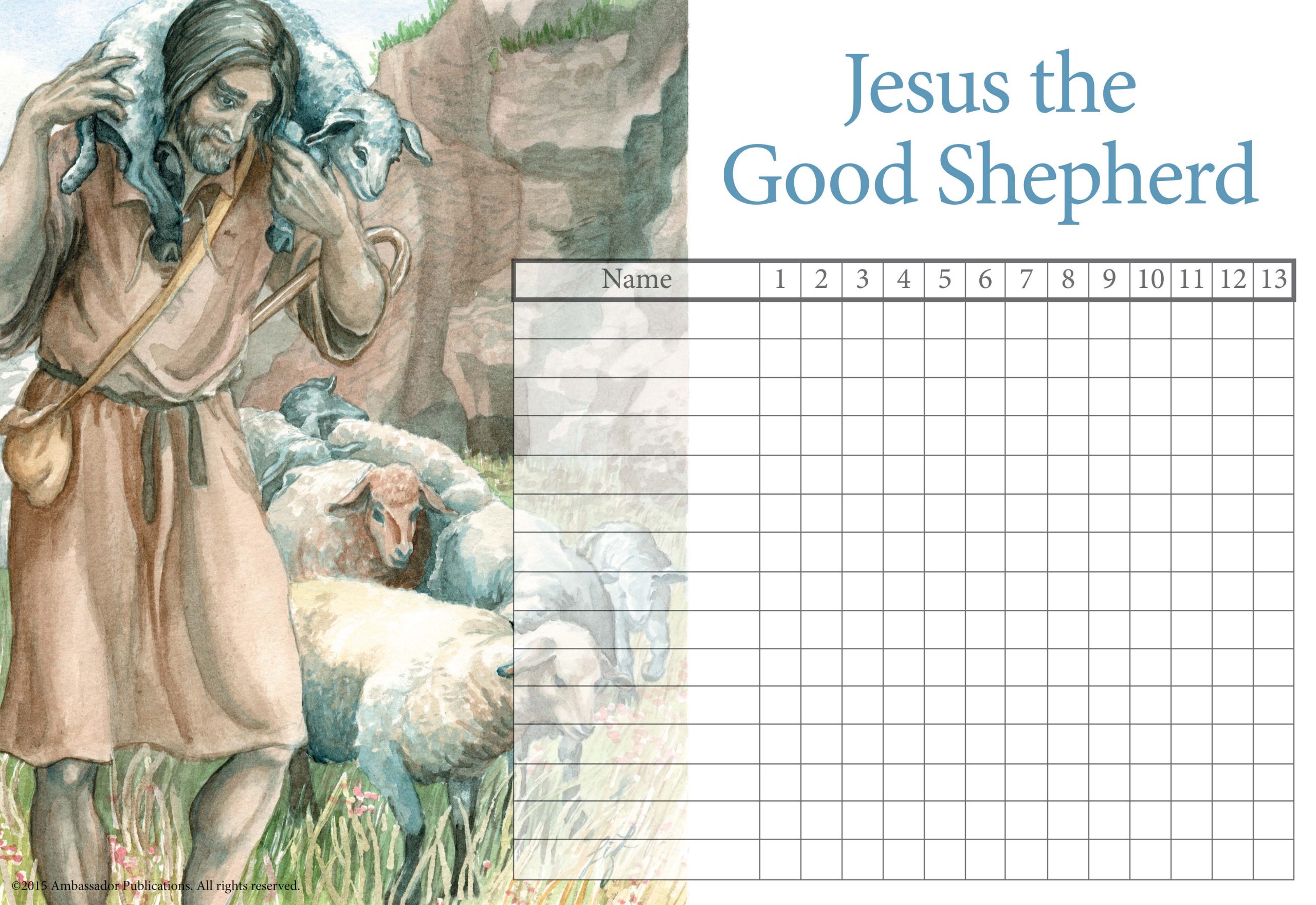 Jesus the Good Shepherd attendance chart