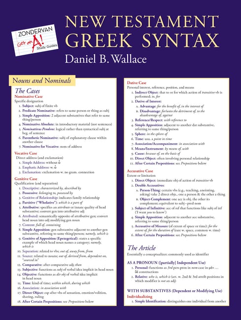 New Testament Greek Syntax laminated sheet